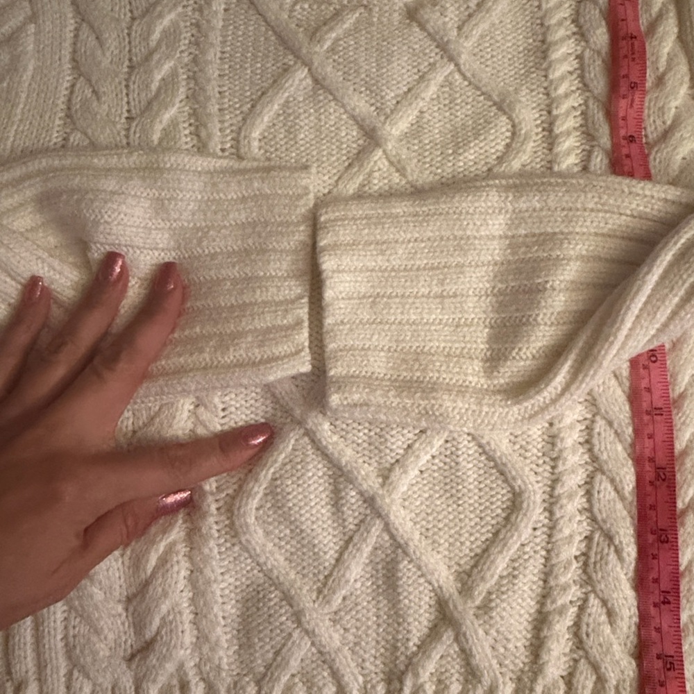 Tommy Hilfiger Cream Cable Knit Turtleneck Sweater - Picture 7 of 11